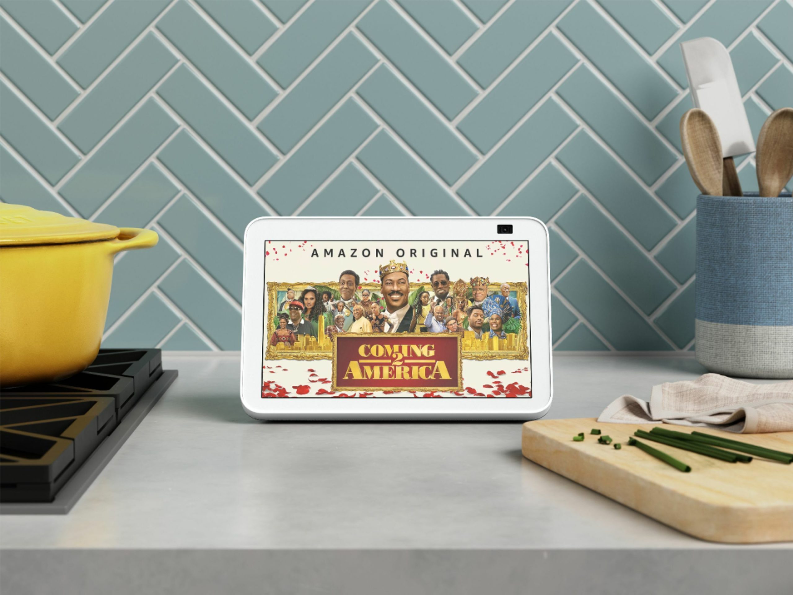 echo show 8 on kitchen countertop