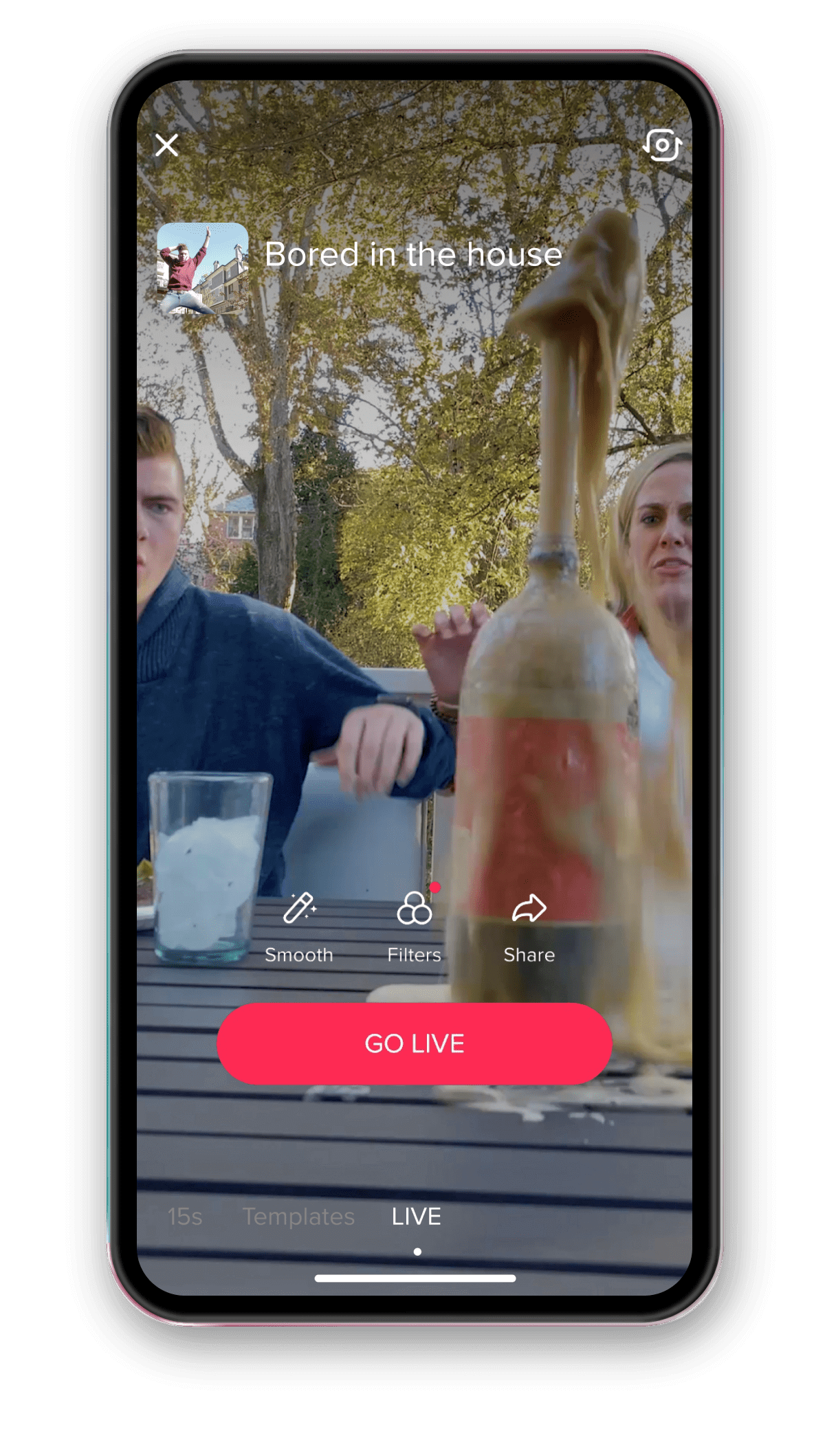 Tap "Go Live" to start a livestream on TikTok.