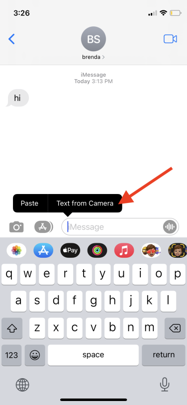 You can also access Live Text from the iMessage app.