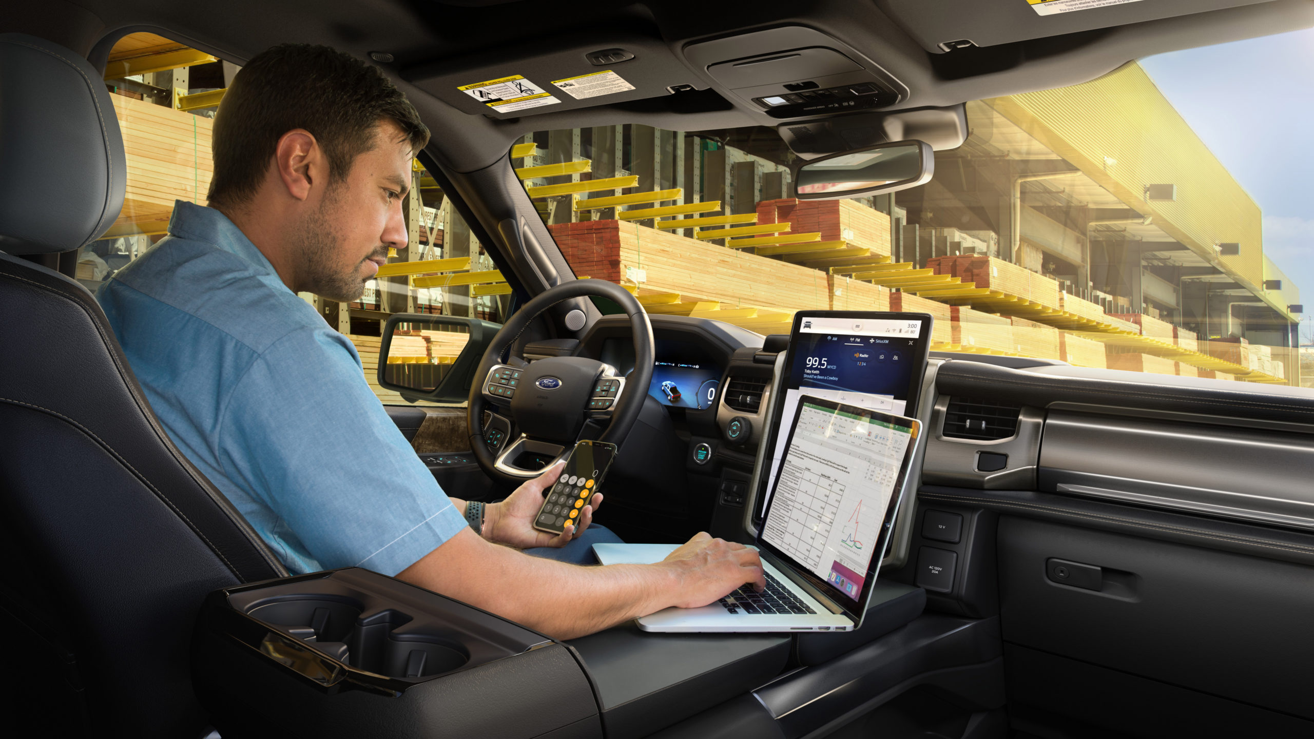 Working hard in the Ford F-150 Lightning.