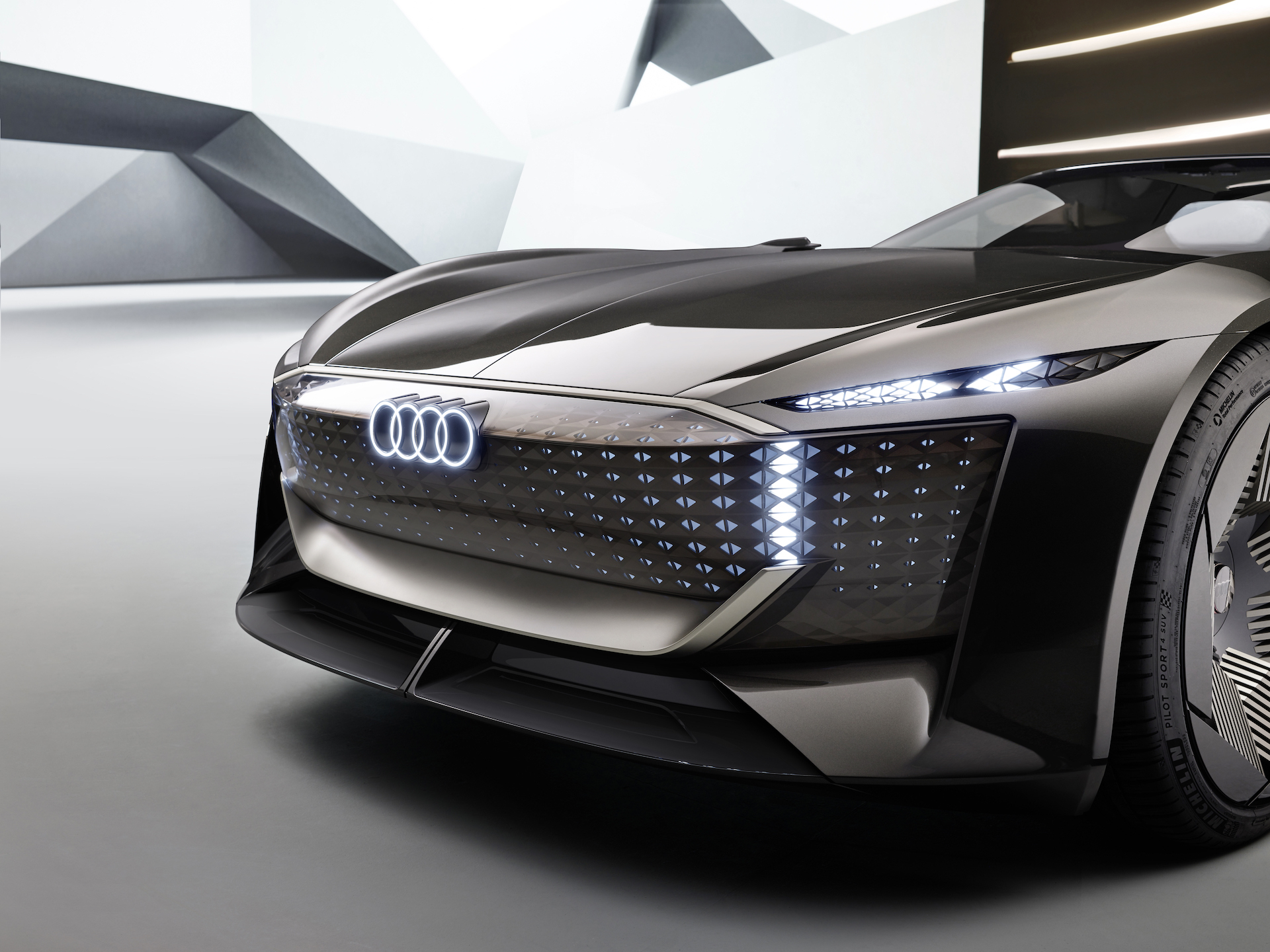 There's no need for a grille with an electric car, but Audi decided to keep the look.