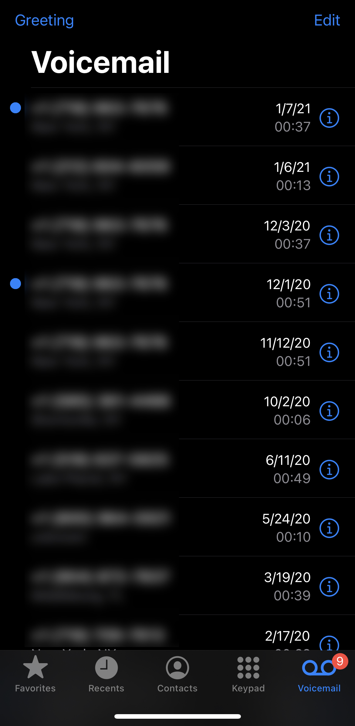 Visual voicemail in iPhone.