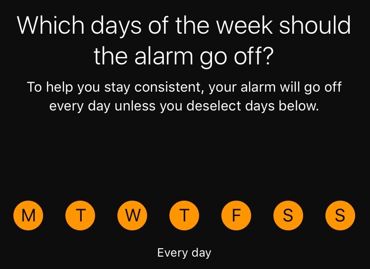 You can select one, several, or all  days of the week for Bedtime.