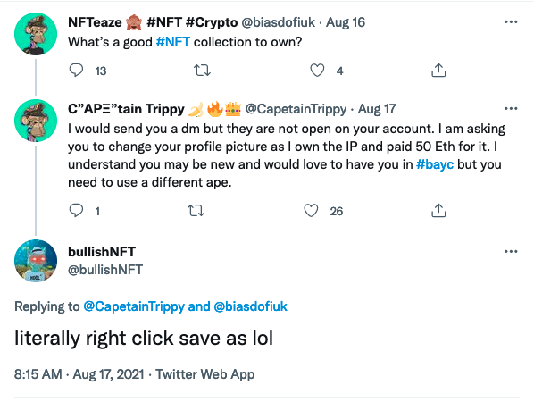 Owning that IP, or something.