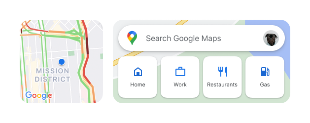 Google Maps in widget form.