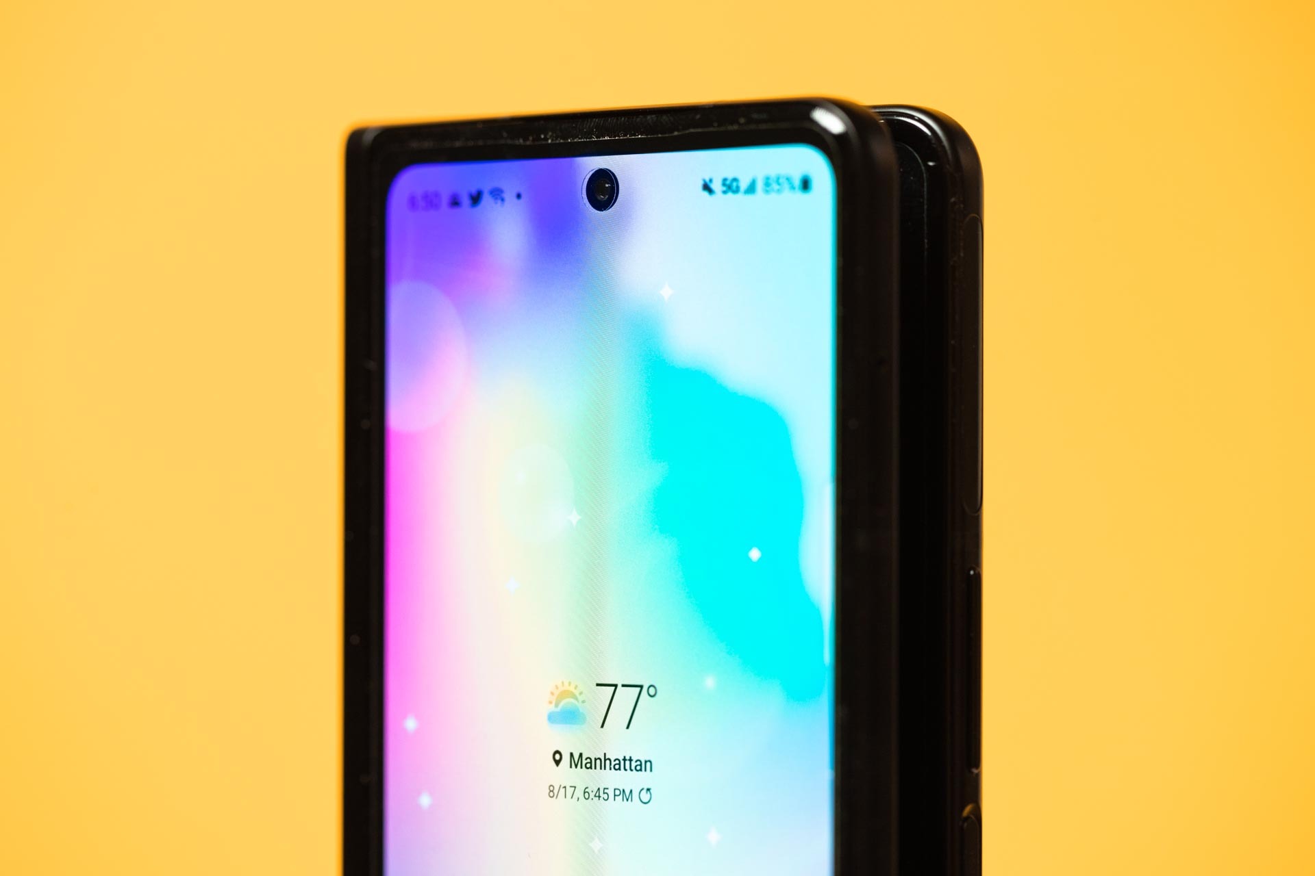 You'll want to stick to the cover display camera for selfies.