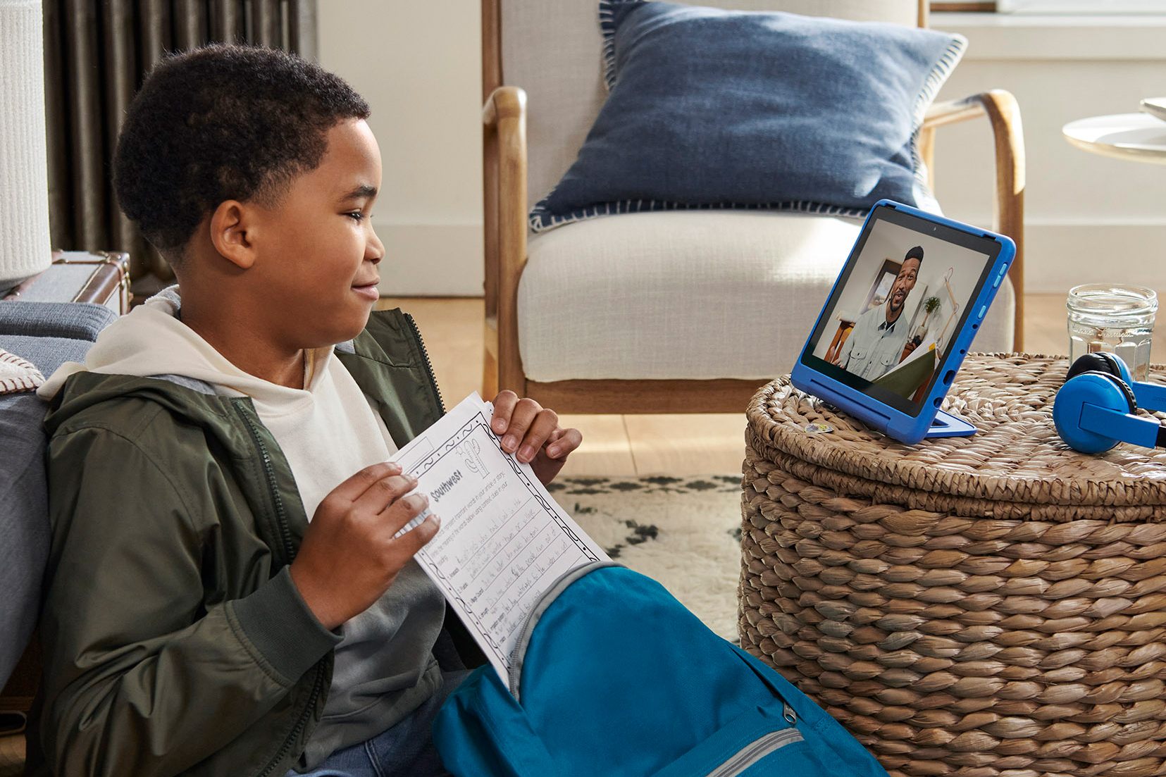 kid watching a video on a tablet