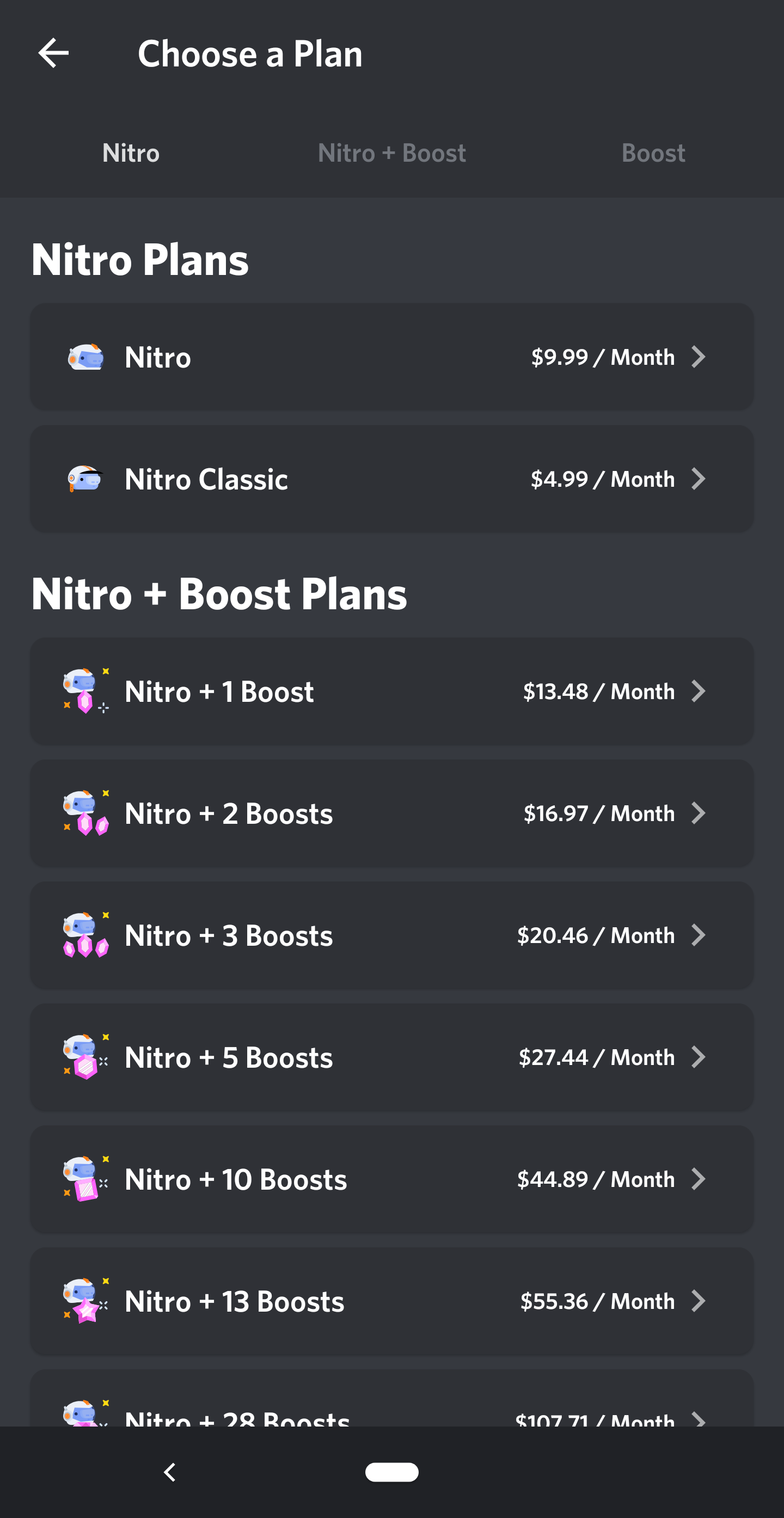 Nitro subscriptions are pretty straightforward, but server boosts can get pricy.