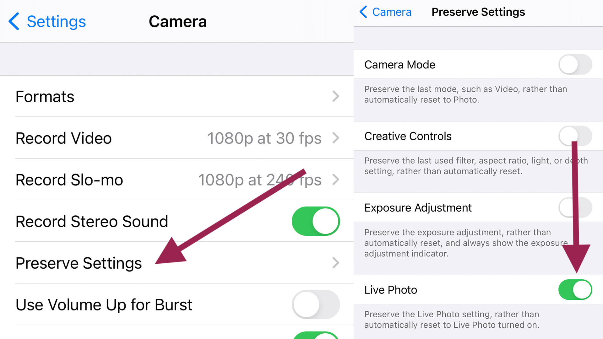 Smash that "Live Photos" toggle.