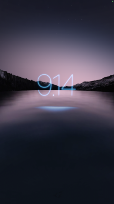 Zoom in on the logo to immerse yourself in the image and see the launch date hovering over the lake.