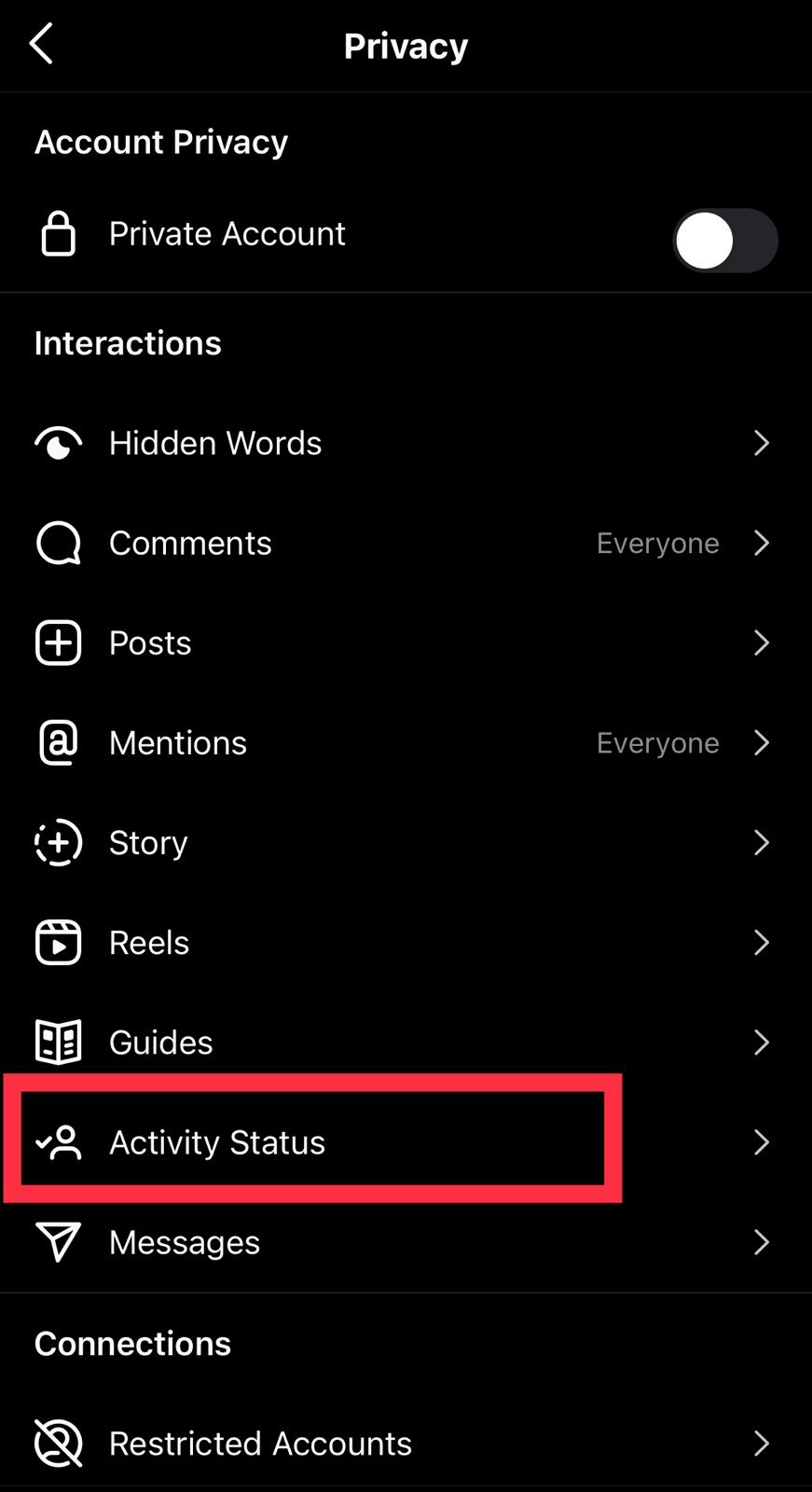 Find "Activity Status" in your privacy settings.