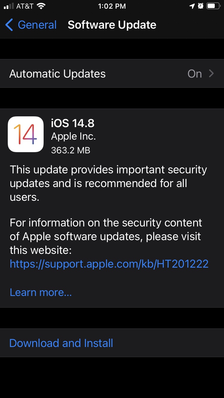 The newest security update for iOS.