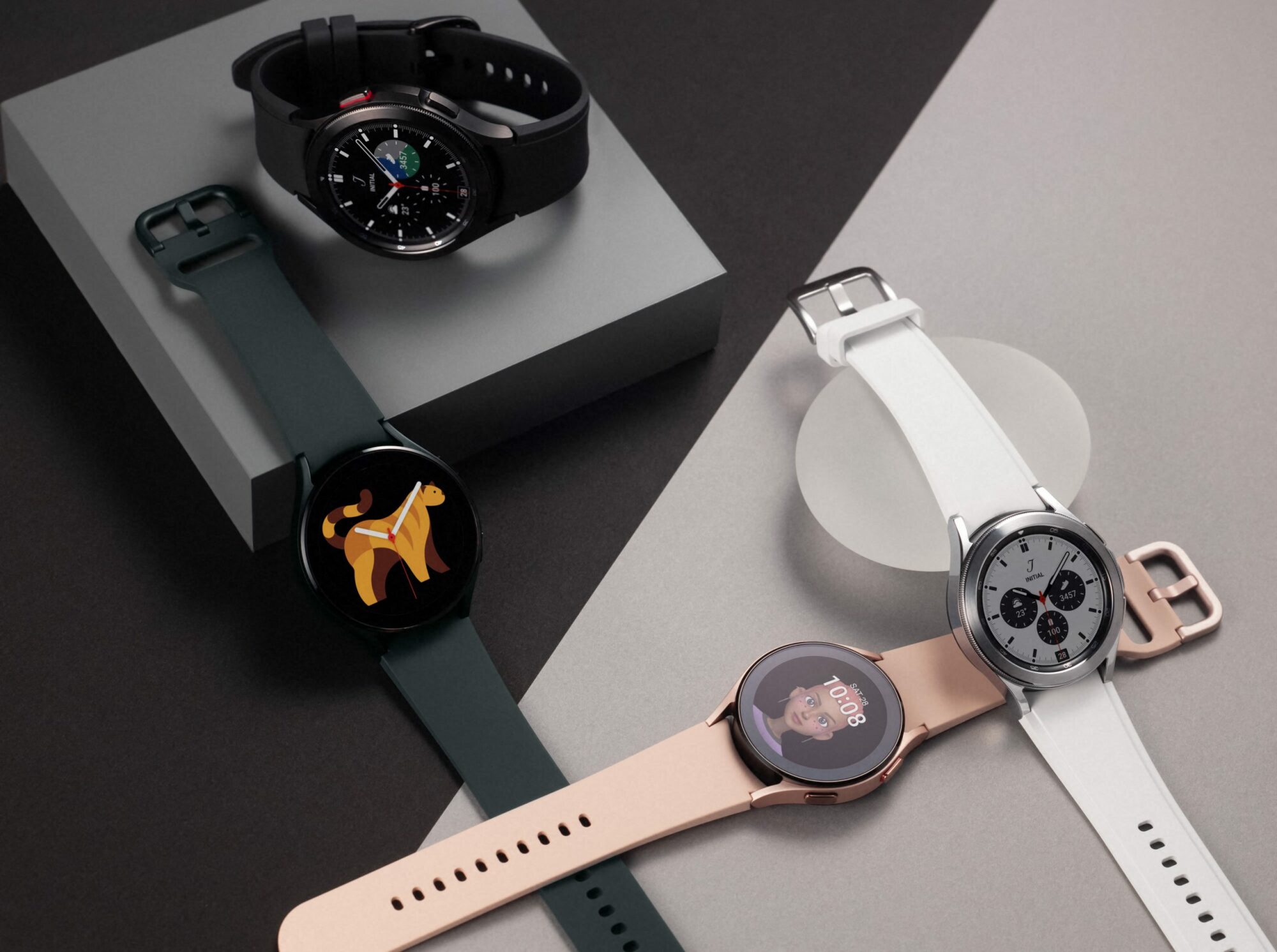 Different color straps and watches.