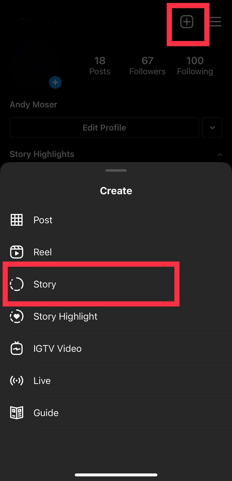 You can also get to your Story from your profile page.