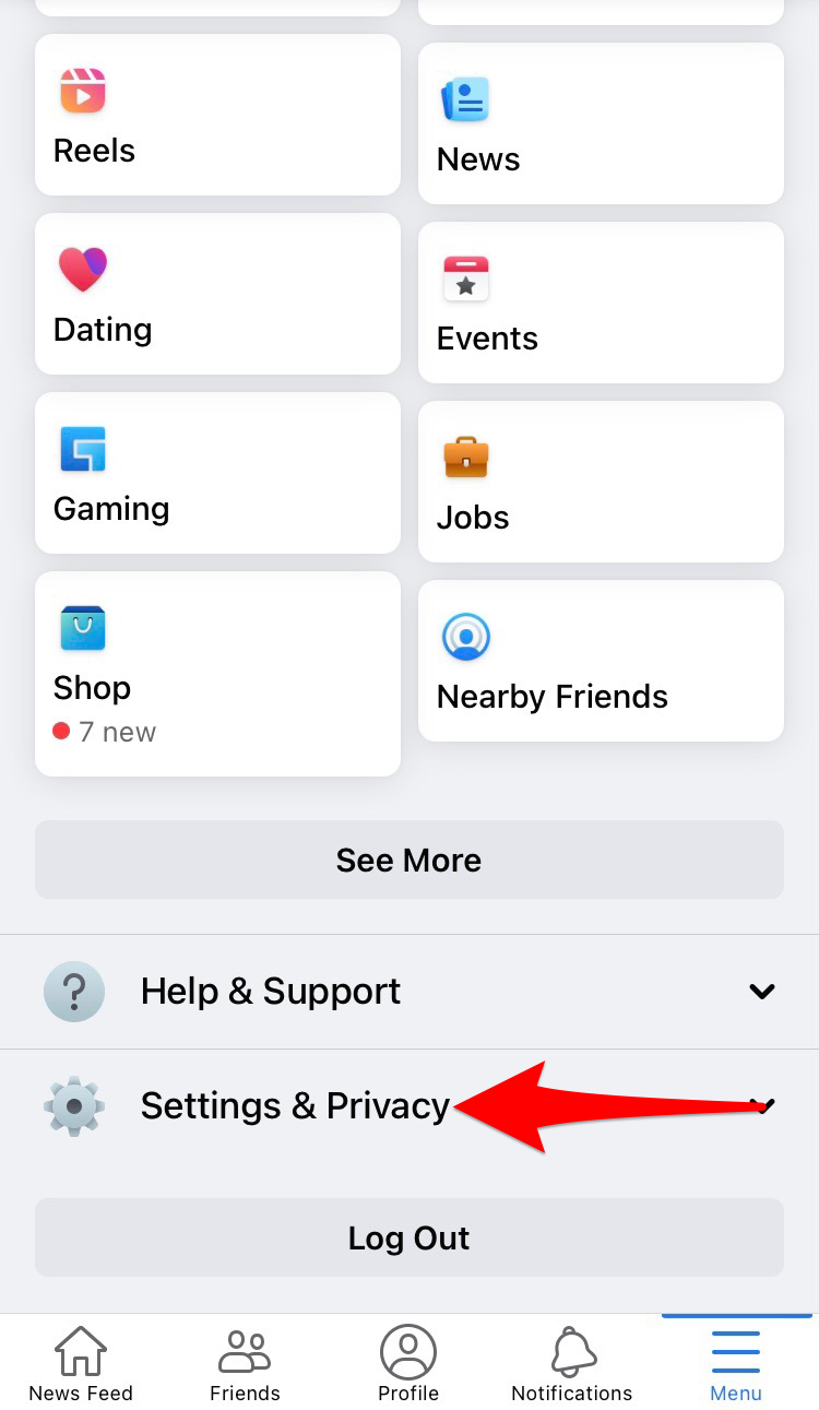 Tap "Settings & Privacy."