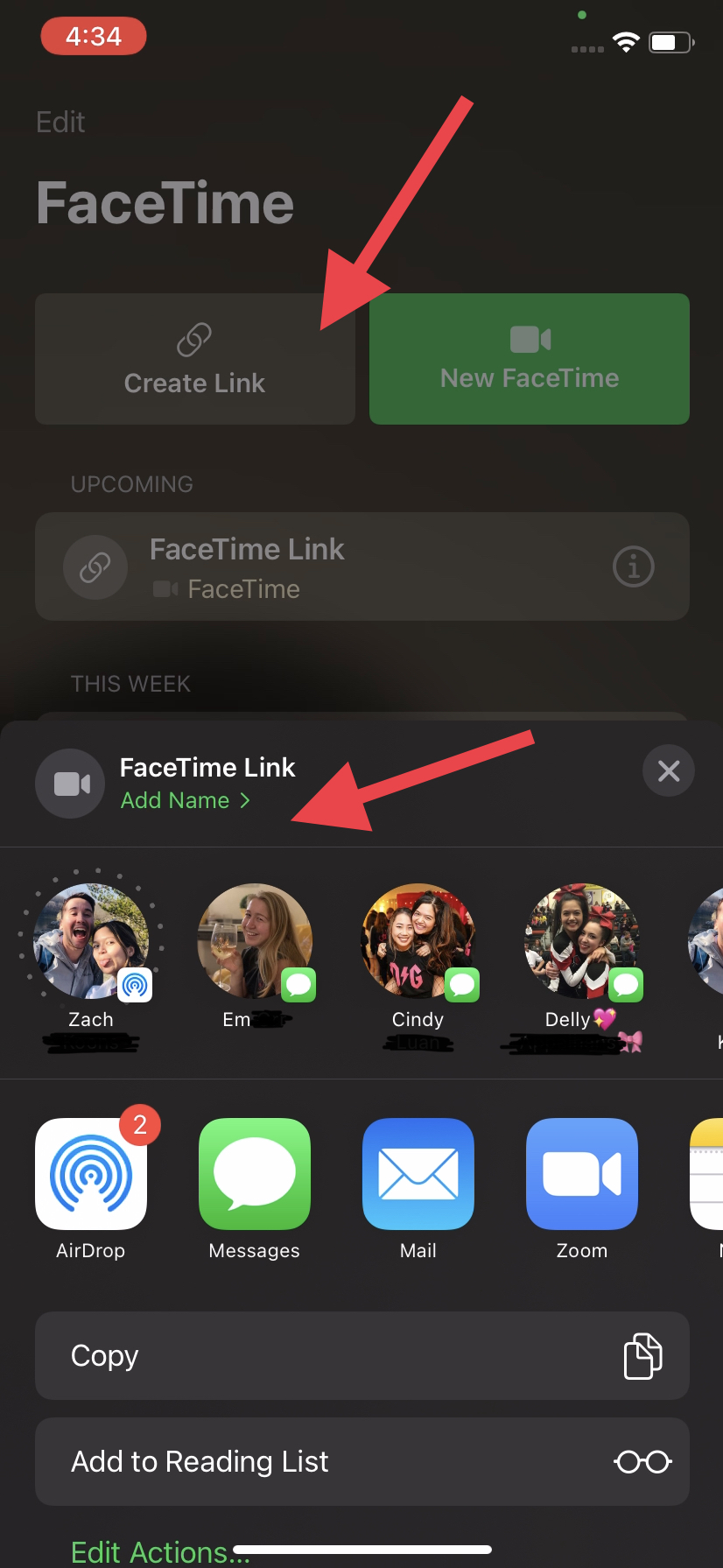 You can create and name FaceTime links in the FaceTime app.