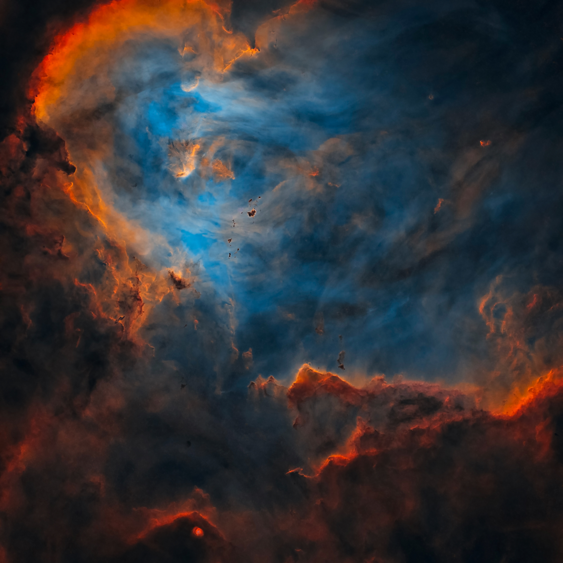 "Clouds in IC 2944" by Bogdan Borz (runner-up).