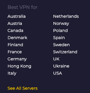 Lots of locations for VPN use.