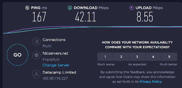 Speeds using German server.