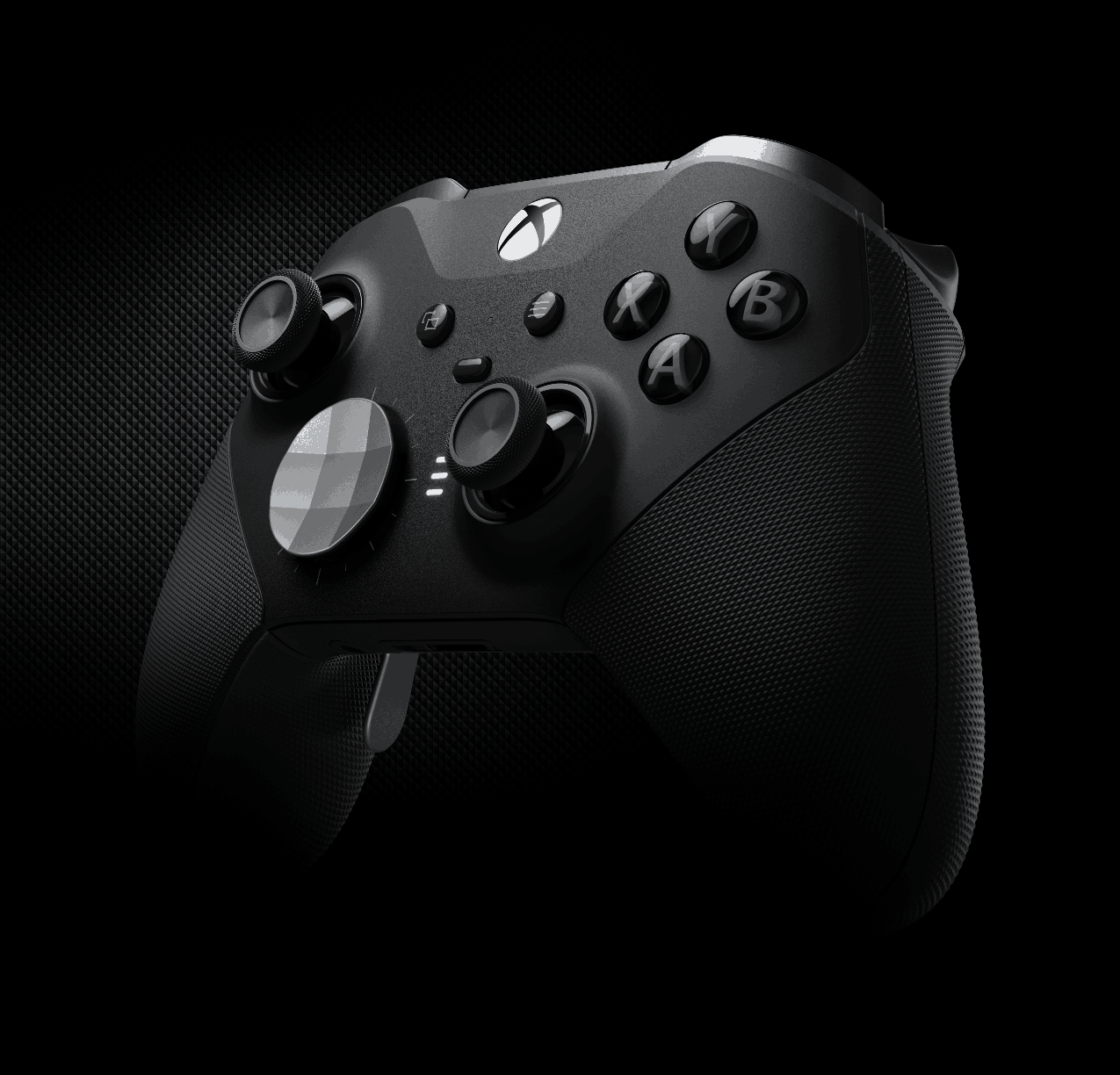 the xbox elite controller coseries 2 on a black background