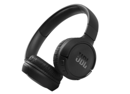 black JBL Tune on-ear headphones with circular ear cups