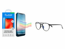 Glasses and phone with screen protector