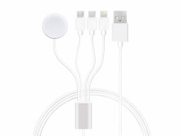 4-in-1 charger with lightning, USB-C, Micro USB, and Apple Watch connectors