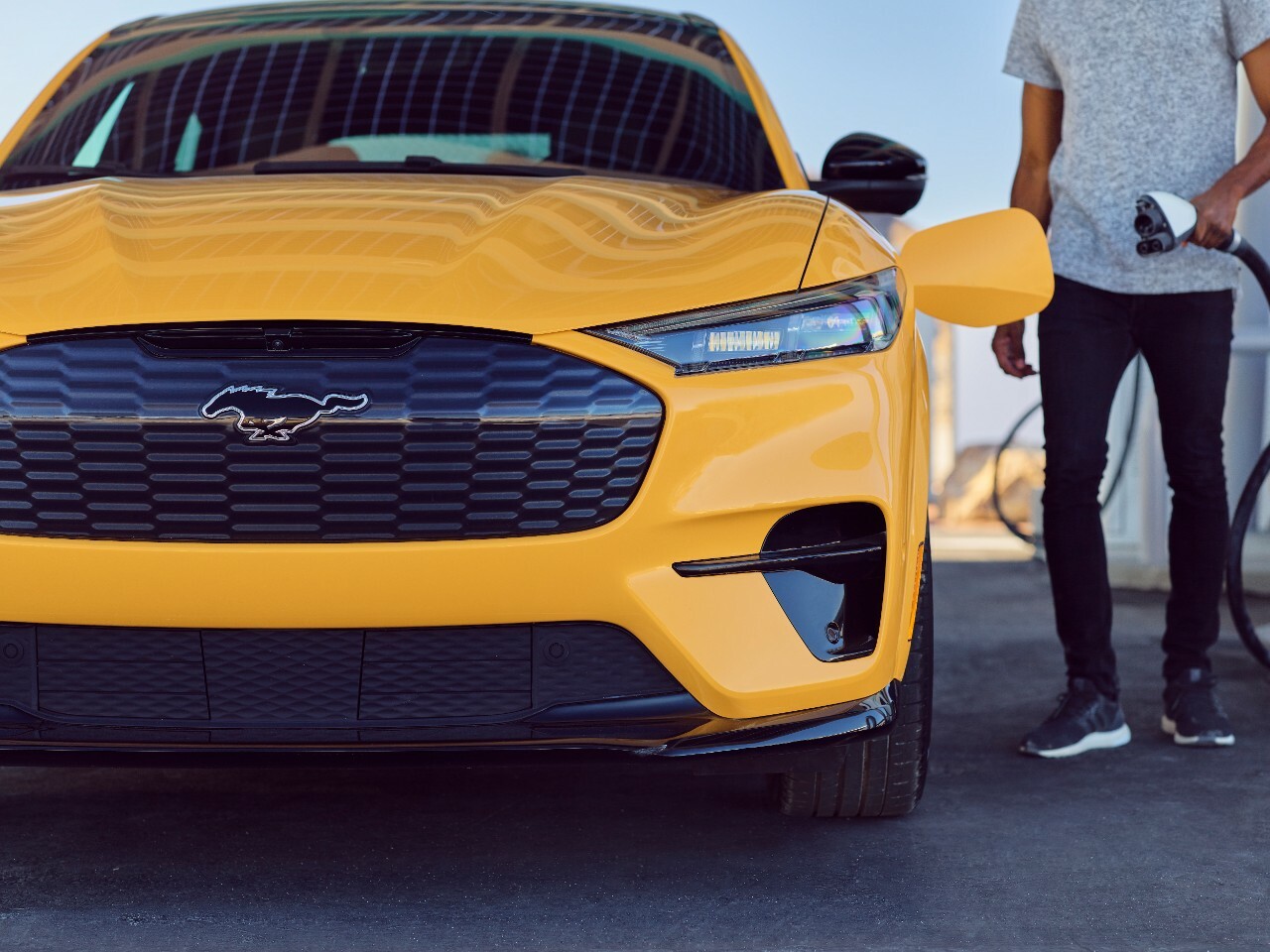 Charging up the first-ever electric Mustang.