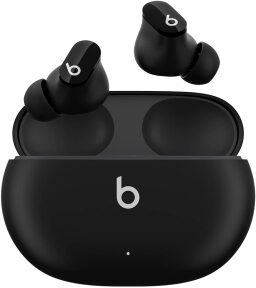 black beats studio buds with their matching charging case