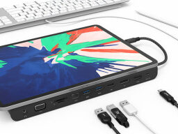 the CASA hub pro 11-in-1 hub plugged into an ipad