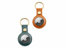 two different colored airtag leather key ring