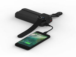 black portable charger for iPhone and Apple Watch