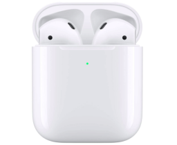 airpods sitting in a wireless charging case