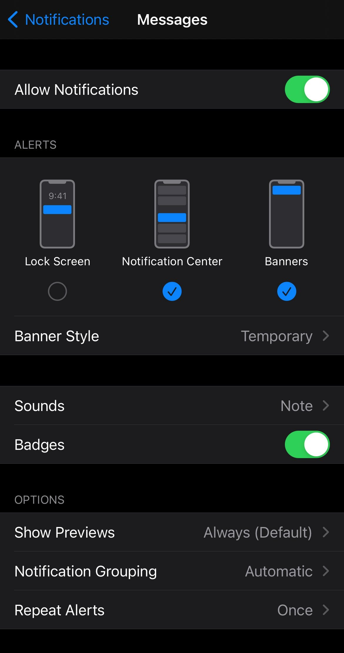 Make sure the "Lock Screen" option is unchecked, as it shows here