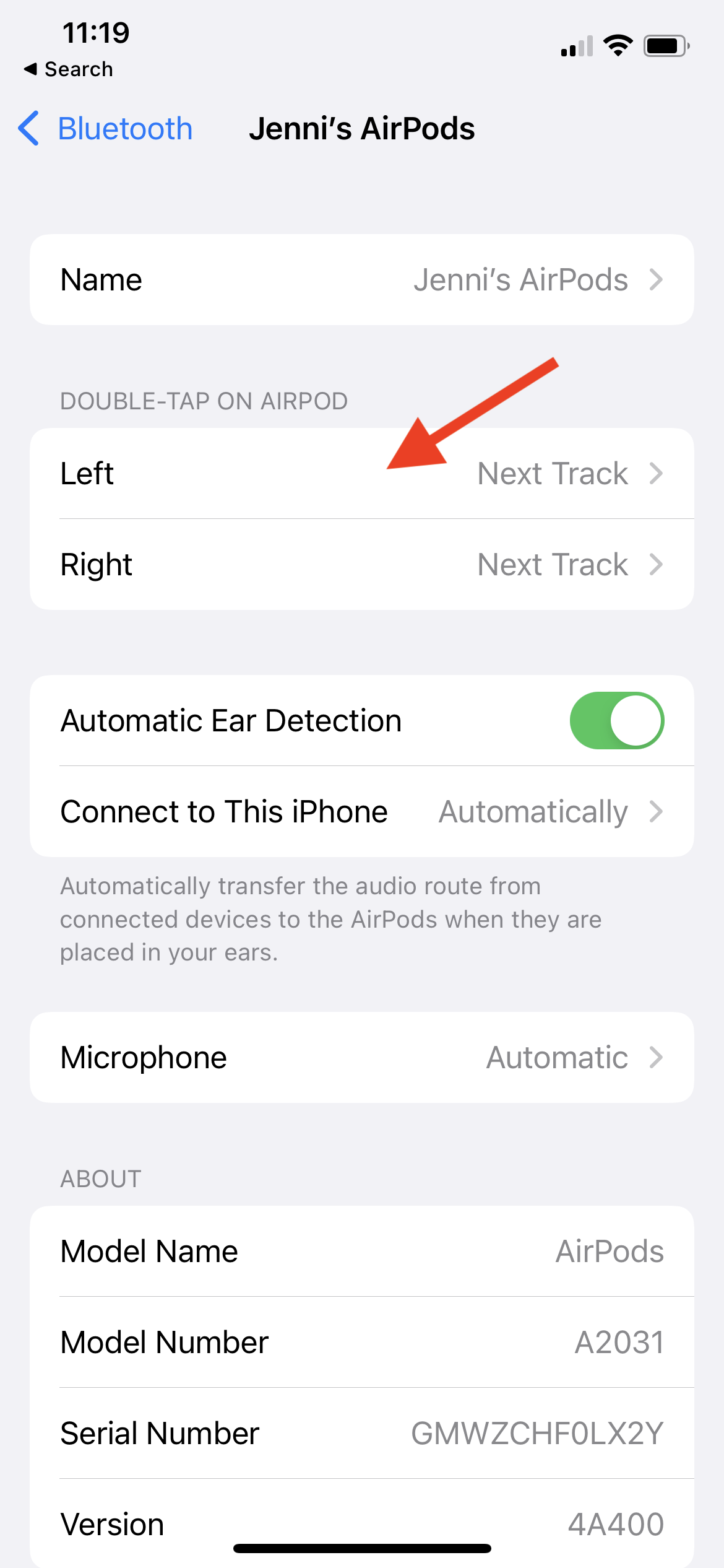 You can change both the left and right AirPods gestures.