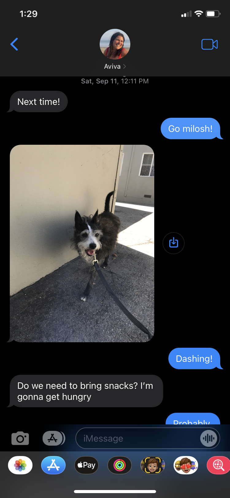 My sister shared a picture of her dog, but I'm distracted by the ugly icon right next to it.