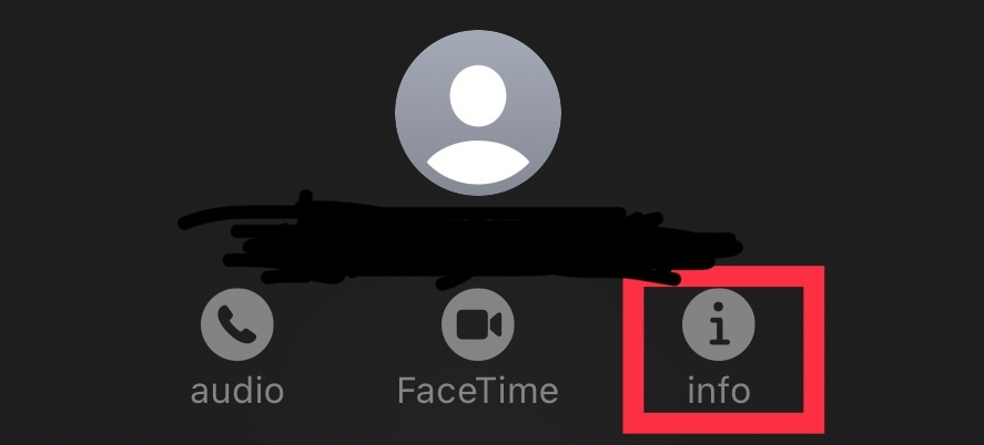 Tap "info" under the contact.