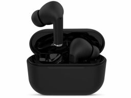 black earbuds with a similar design to AirPods Pro