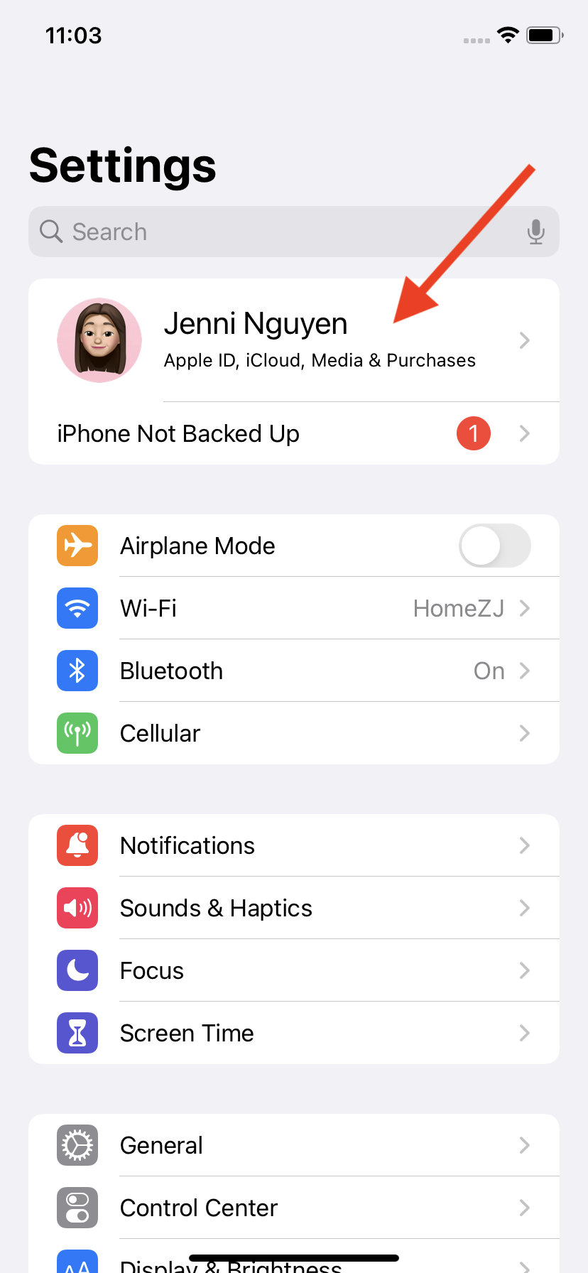 A screenshot of iPhone's Settings menu.