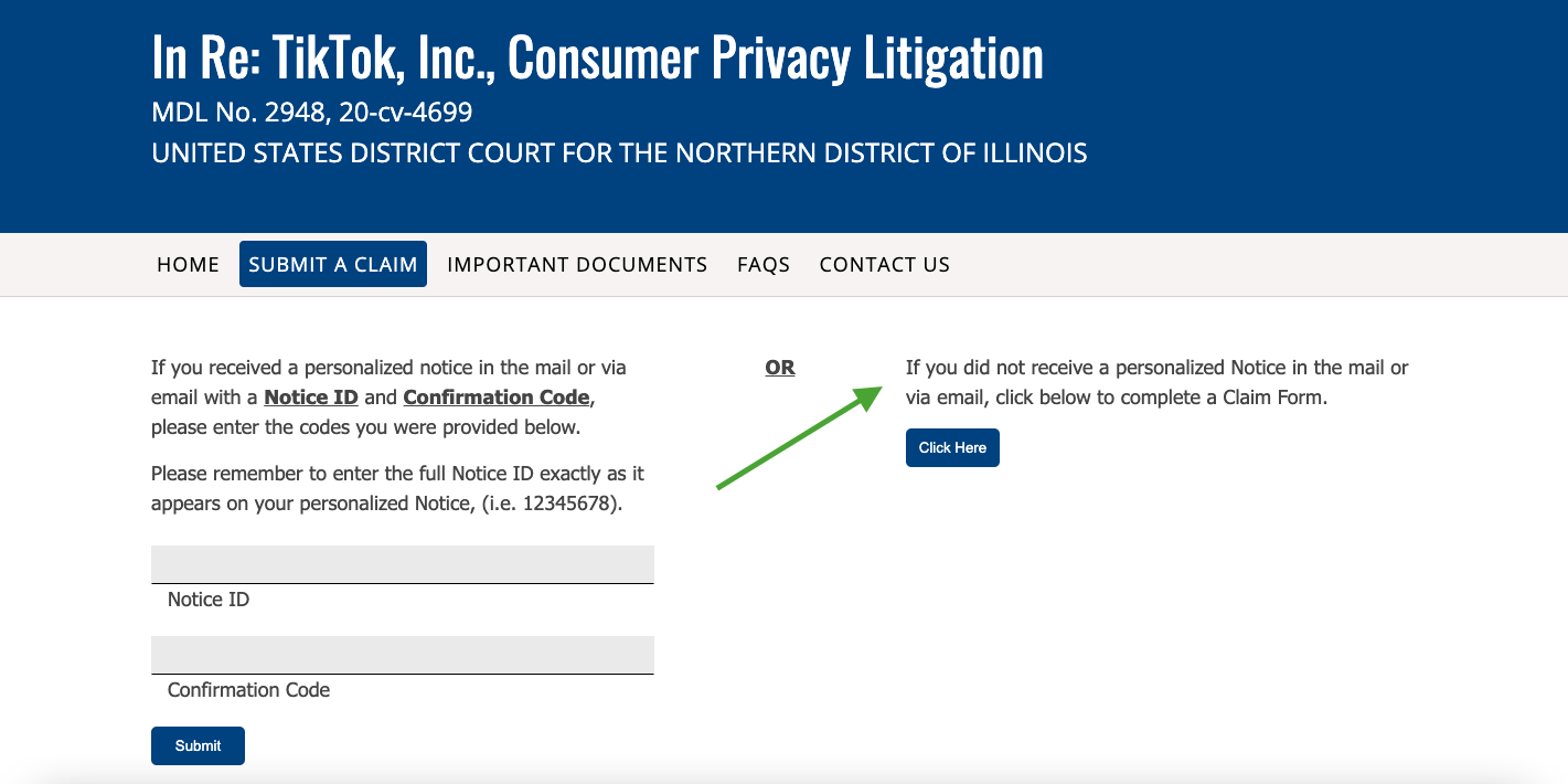 How to file a claim against TikTok online.