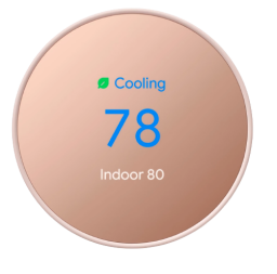 Google Nest smart thermostat in sand color
