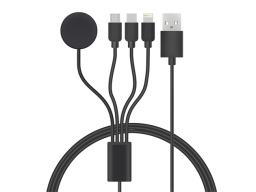 Black multi-port charging cable