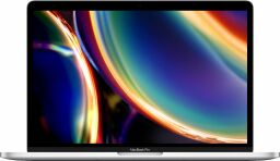 MacBook Pro laptop open with abstract screensaver