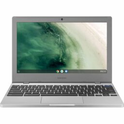 the samsung chromebook 4 displaying a green and white abstract image