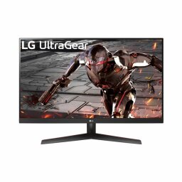 the lg 32-inch ultragear gaming monitor displaying a still from a video game
