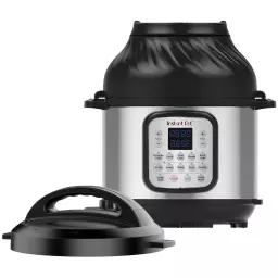 the 6-quart instant pot duo crisp next to its lid