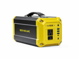Yellow and black power supply with charging ports