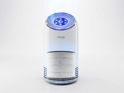 White air purifier with blue lights 
