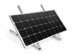 Black solar panel with silver stand