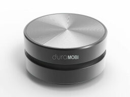 Silver speaker with black stripe